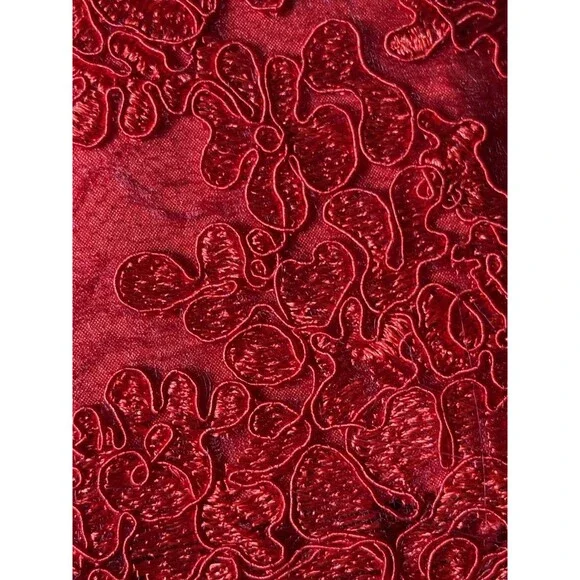 LULUS RED LACE MINI DRESS SHEER BACK EMBROIDERED SZ M EUC ROMANTIC FEMININE - Picture 8 of 8